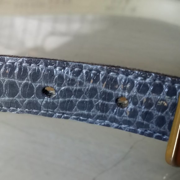 'ANNE KLEIN' Mid Grey Patent Leather Belt Size S Faux Reptile - Picture 9 of 9